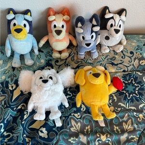 Lot of 6 Bundle Plush Bluey Bingo Socks Muffin Lila Lucky by Moose Toys 7” - 9”